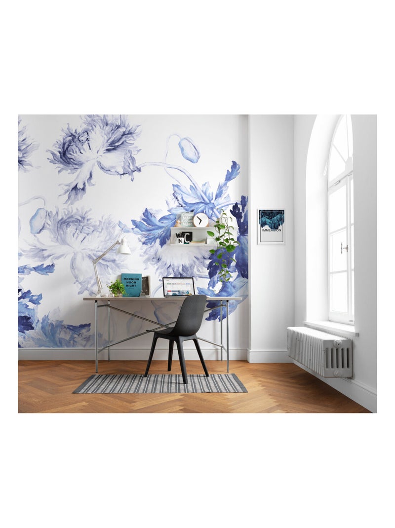 Photo murale - Silhouettes De Fleurs Bleues Multicolore - Kiabi