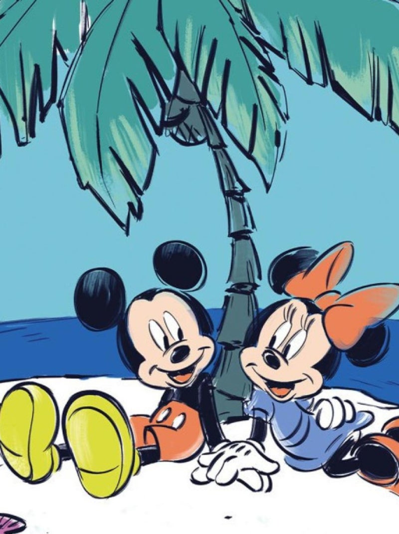 Photo murale autocollante Mickey & Minnie A La Plage Multicolore - Kiabi