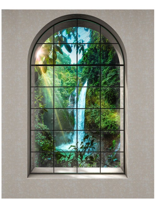 Photo Murale Intissé - Fenêtre Avec Une Cascade Ensoleillé - Kiabi