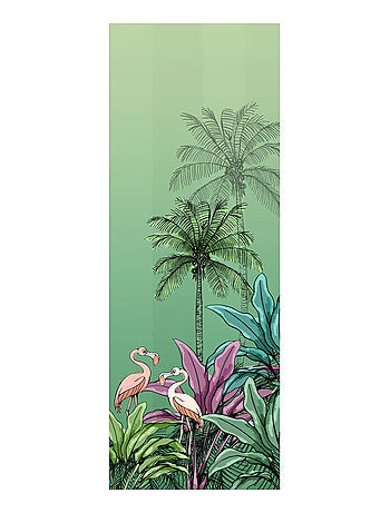 Photo Murale Intissé - Flamant Rose Sous Les Palmiers