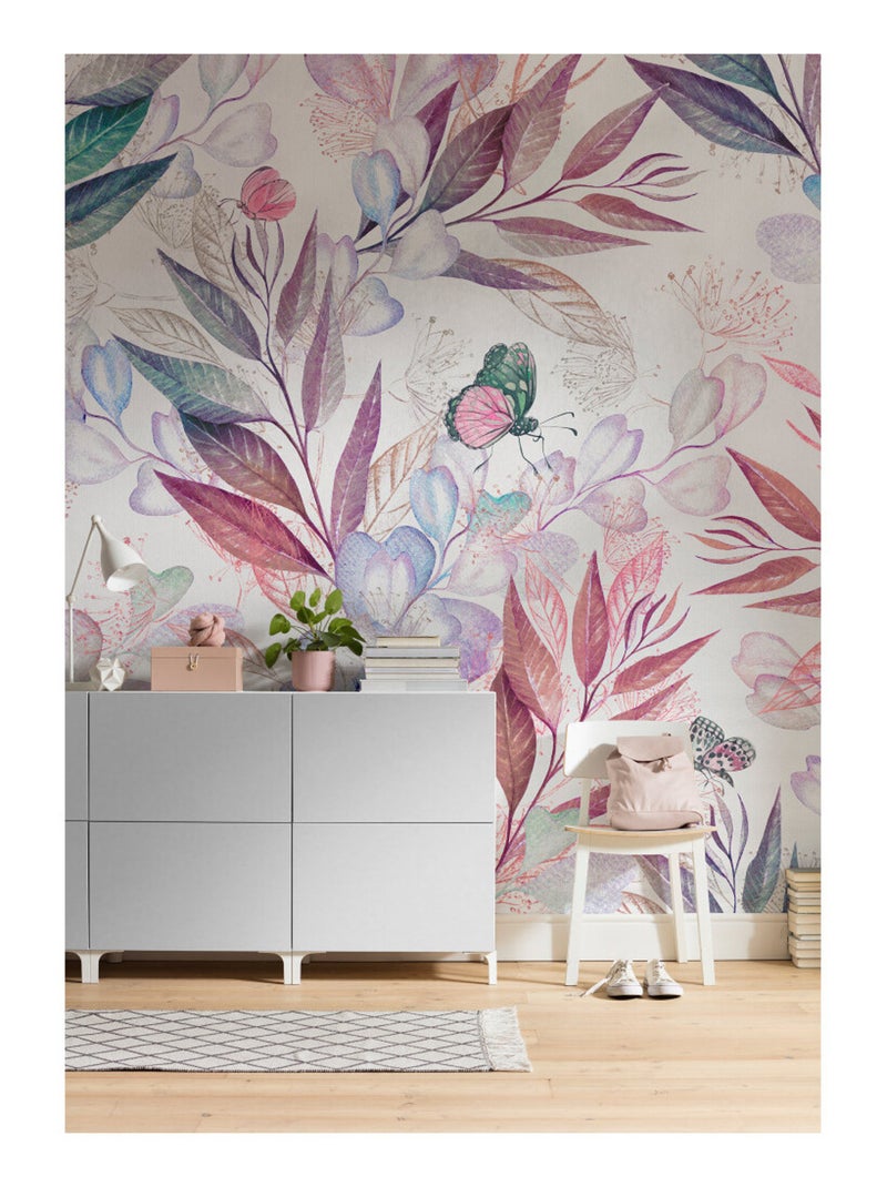 Photo Murale Intissé - Fleurie D'Eucalyptus et des papillons Multicolore - Kiabi