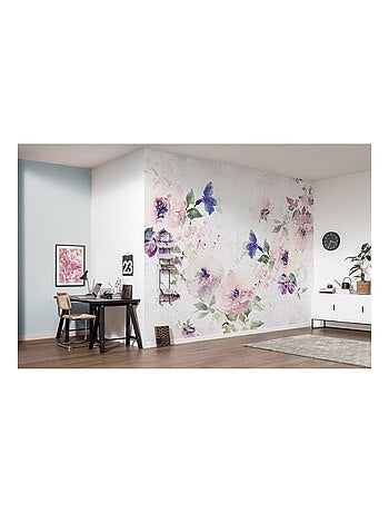 Photo Murale Intissé - Fleurs Violettes, Roses