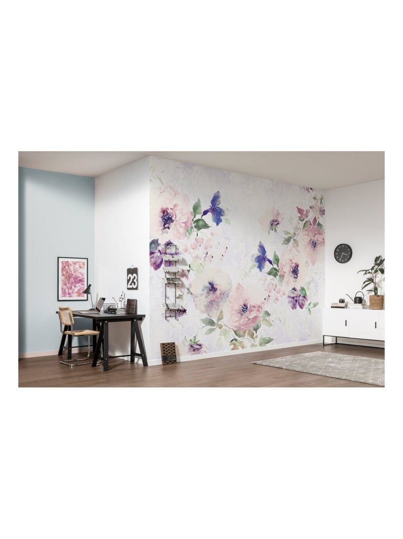 Photo Murale Intissé - Fleurs Violettes, Roses Multicolore - Kiabi