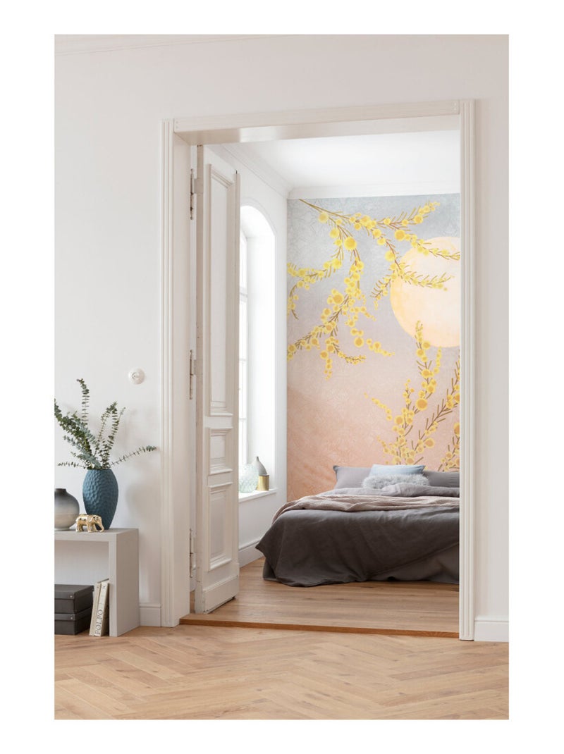 Photo Murale Intissé - Plante avec coucher de soleil Multicolore - Kiabi