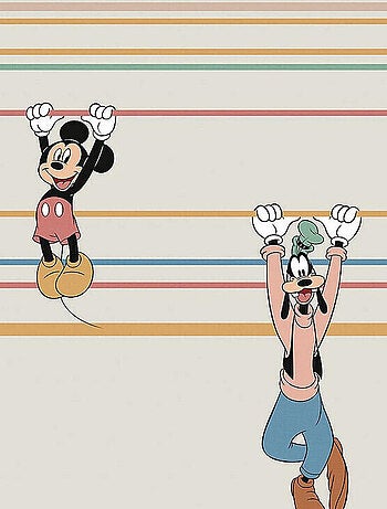 Photo murale intissé impression numérique Mickey et ses amis attrapent une barre