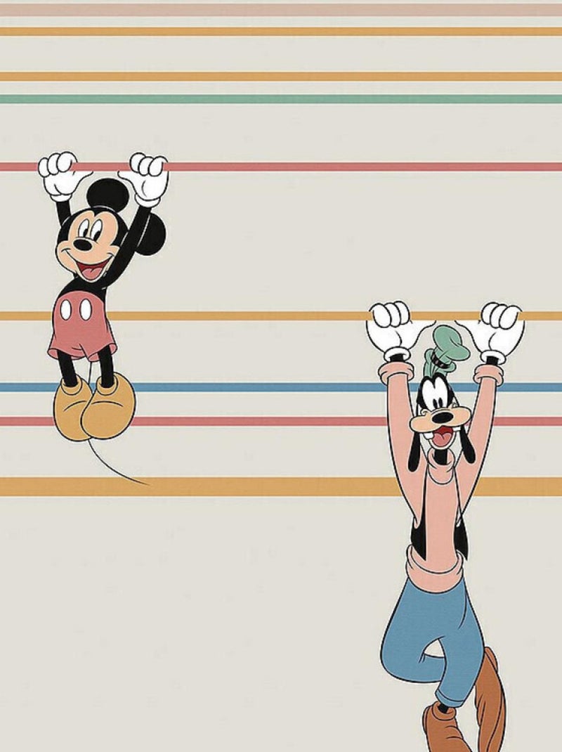 Photo murale intissé impression numérique Mickey et ses amis attrapent une barre Multicolore - Kiabi