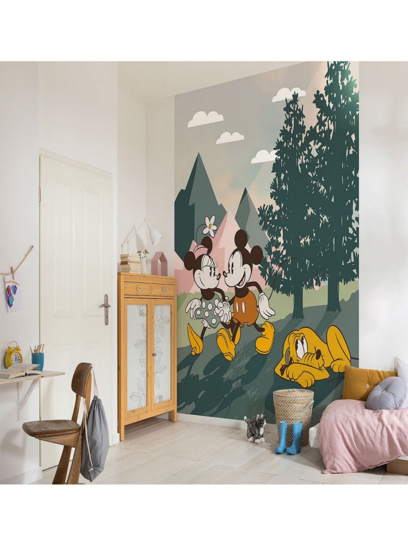 Photo murale intissé impression numérique Mickey & Minnie Dans La Nature Multicolore - Kiabi