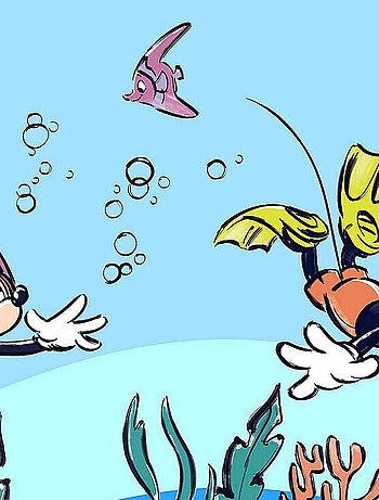 Photo murale intissé impression numérique Mickey & Minnie Sous l'eau