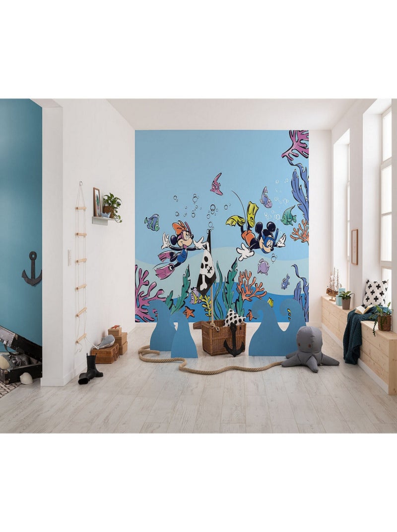Photo murale intissé impression numérique Mickey & Minnie Sous l'eau Multicolore - Kiabi