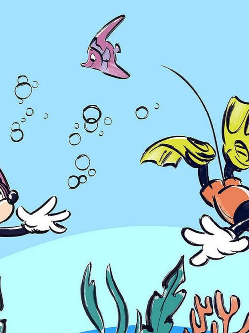 Photo murale intissé impression numérique Mickey & Minnie Sous l'eau - Kiabi