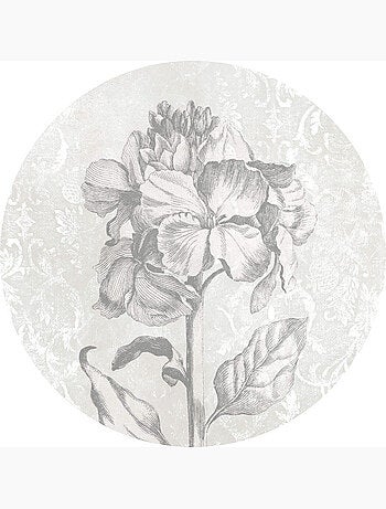 Photo Murale Ronde - Fleurs Dessinées En Noir Et Blanc