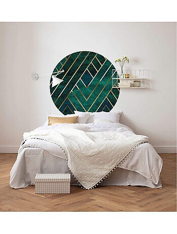 Photo Murale Ronde - Formes géométriques Bleues Et Dorées