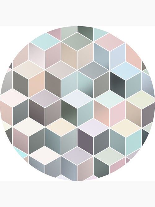 Photo Murale Ronde - Structure De Cubes Asymétriques - Kiabi