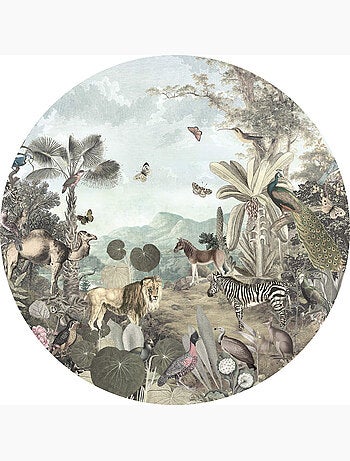 Photo Murale Ronde - Tous Les Animaux De La Jungle Réunis
