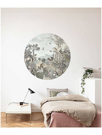 Photo Murale Ronde - Tous Les Animaux De La Jungle Réunis