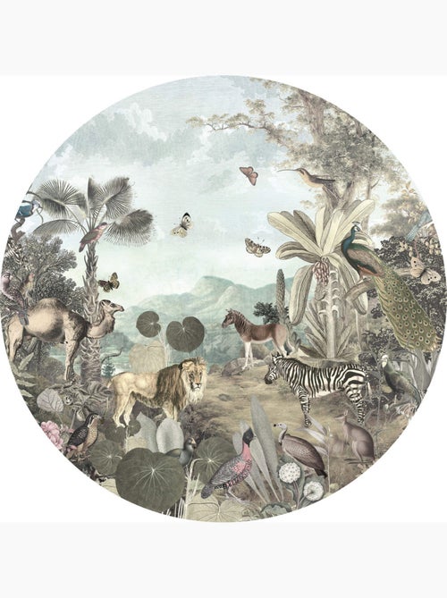 Photo Murale Ronde - Tous Les Animaux De La Jungle Réunis - Kiabi