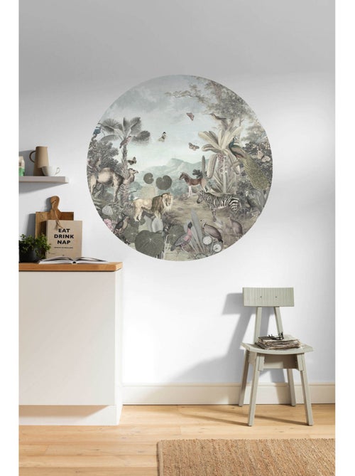 Photo Murale Ronde - Tous Les Animaux De La Jungle Réunis - Kiabi