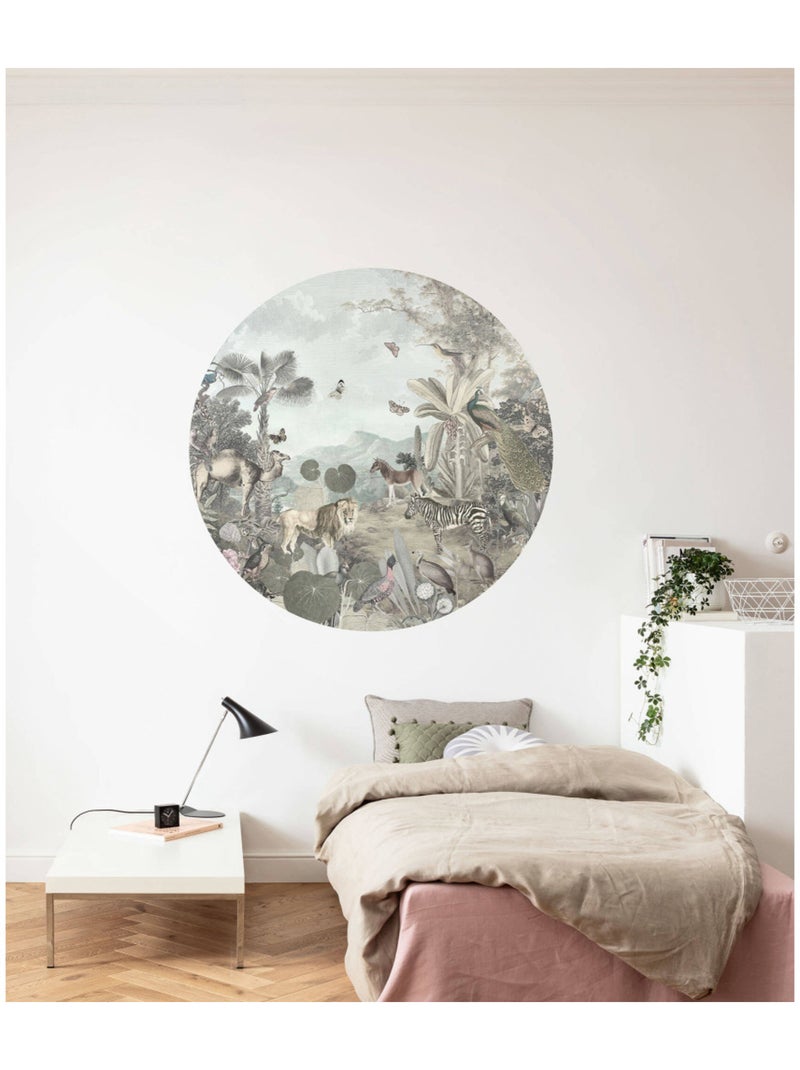 Photo Murale Ronde - Tous Les Animaux De La Jungle Réunis Multicolore - Kiabi