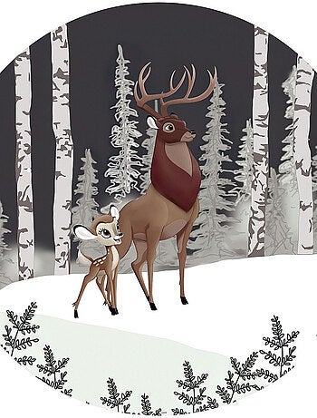Photo murale ronde auto-adhésive Bambi grand Prince diam. 125 cm
