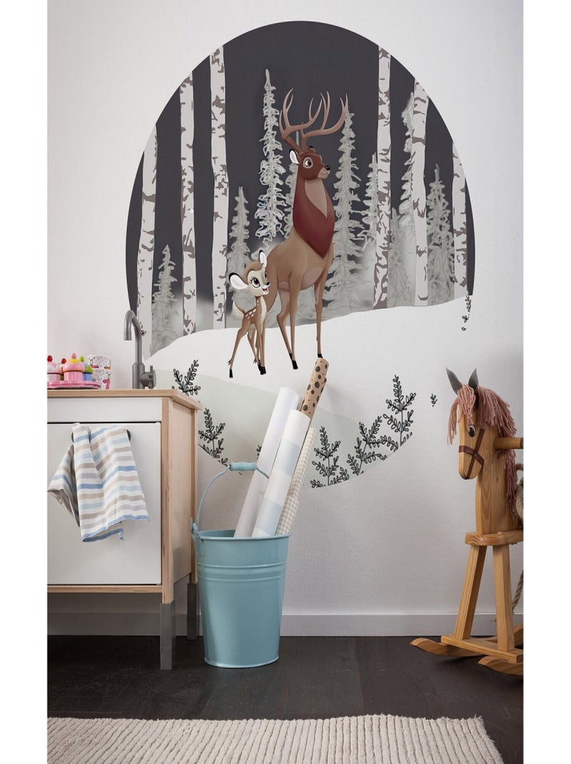 Photo murale ronde auto-adhésive Bambi grand Prince diam. 125 cm Multicolore - Kiabi