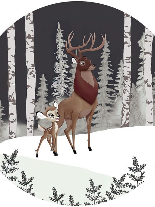 Photo murale ronde auto-adhésive Bambi grand Prince diam. 125 cm - Kiabi