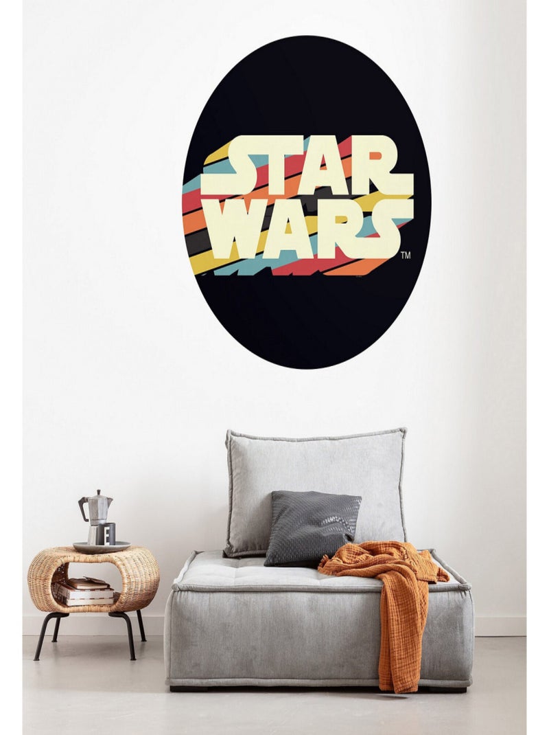 Photo murale ronde auto-adhesive Inscription Star Wars Rétro diam. 125 cm Multicolore - Kiabi