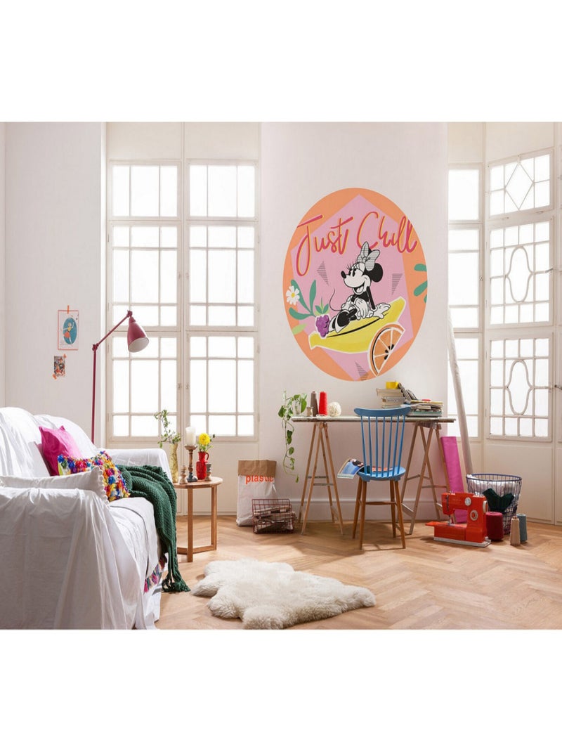 Photo murale ronde auto-adhésive Minnie Chill diam. 125 cm Multicolore - Kiabi