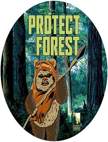 Photo murale ronde auto-adhésive Star Wars -Protège la Forêt- diam. 125 cm