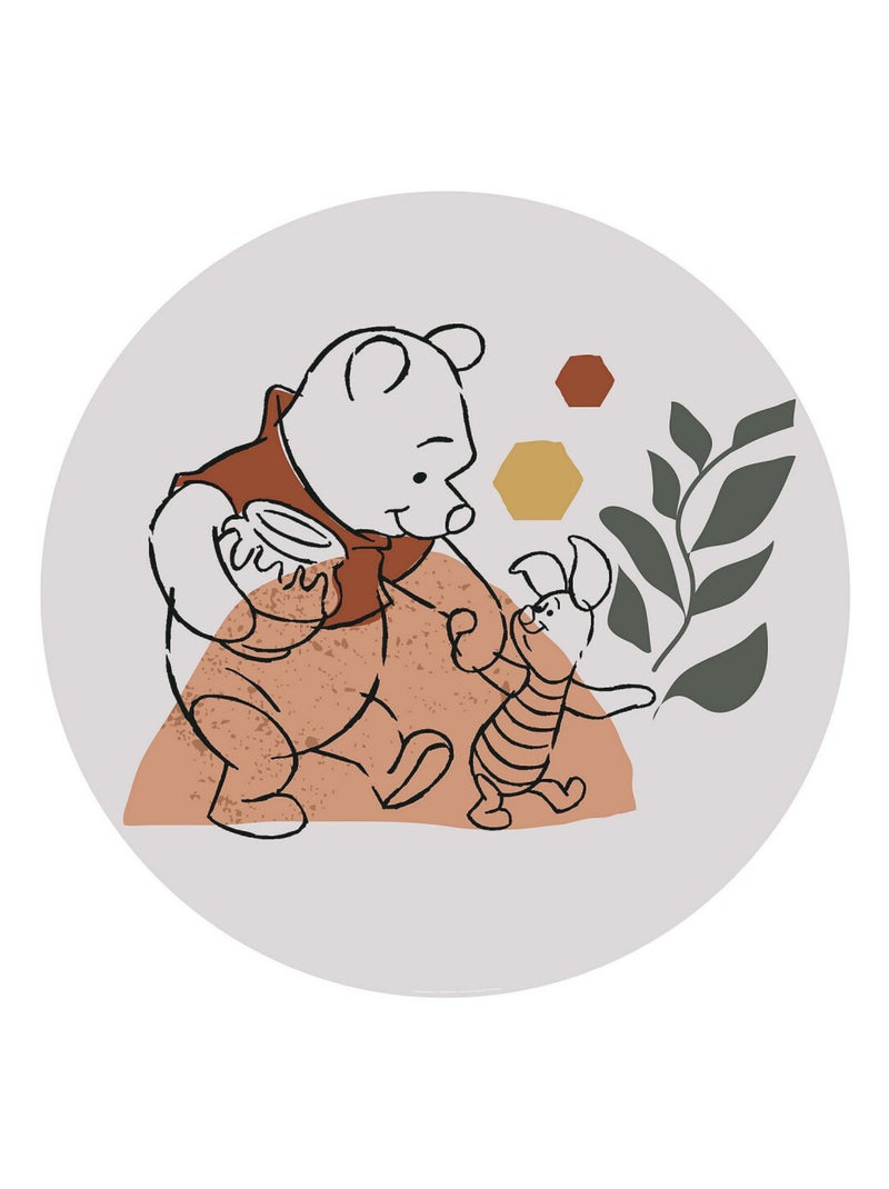 Photo murale ronde auto-adhésive Winnie l'Ourson âme-soeur diam. 125 cm Multicolore - Kiabi
