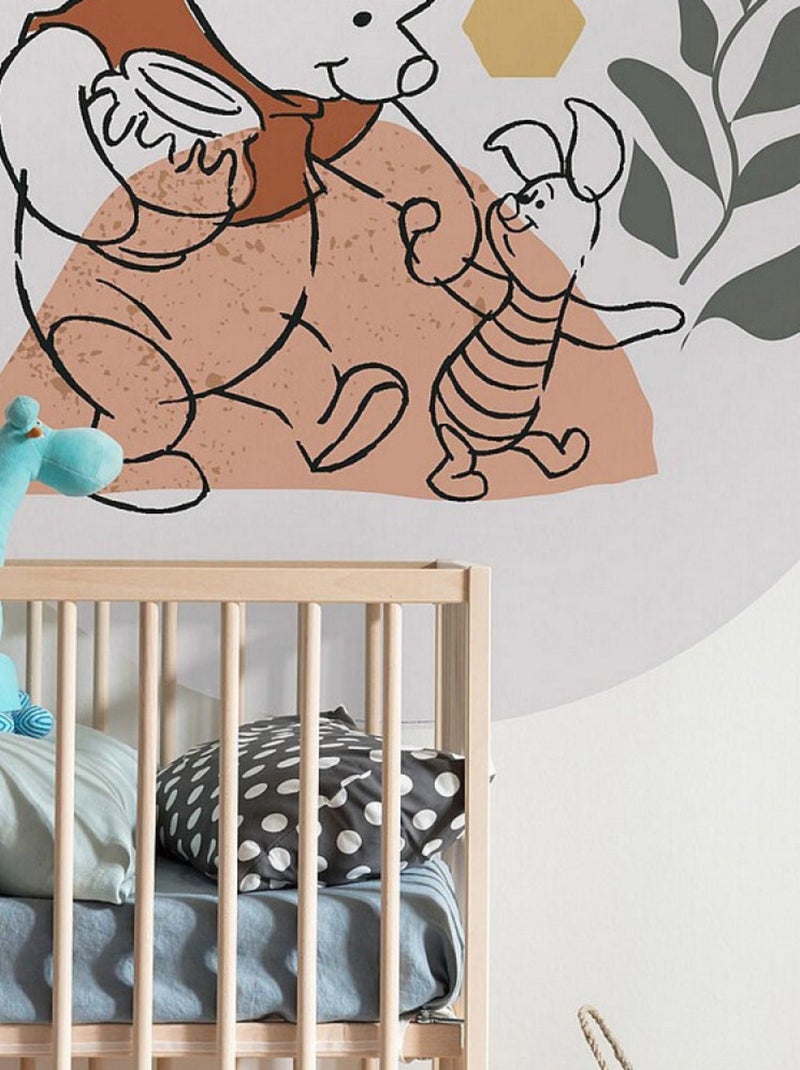 Photo murale ronde auto-adhésive Winnie l'Ourson âme-soeur diam. 125 cm Multicolore - Kiabi