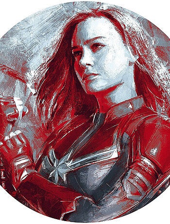 Photo Murale Ronde Avengers Captain Marvel peinture - Carol Danvers Brie Larson - 125 cm