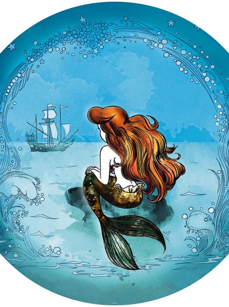 Photo Murale Ronde  Disney Ariel regarde un bateau fond bleu - 125 cm Multicolore - Kiabi