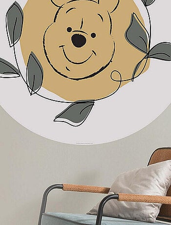 Photo Murale Ronde Disney visage Winnie l’ourson et feuilles - 125 cm