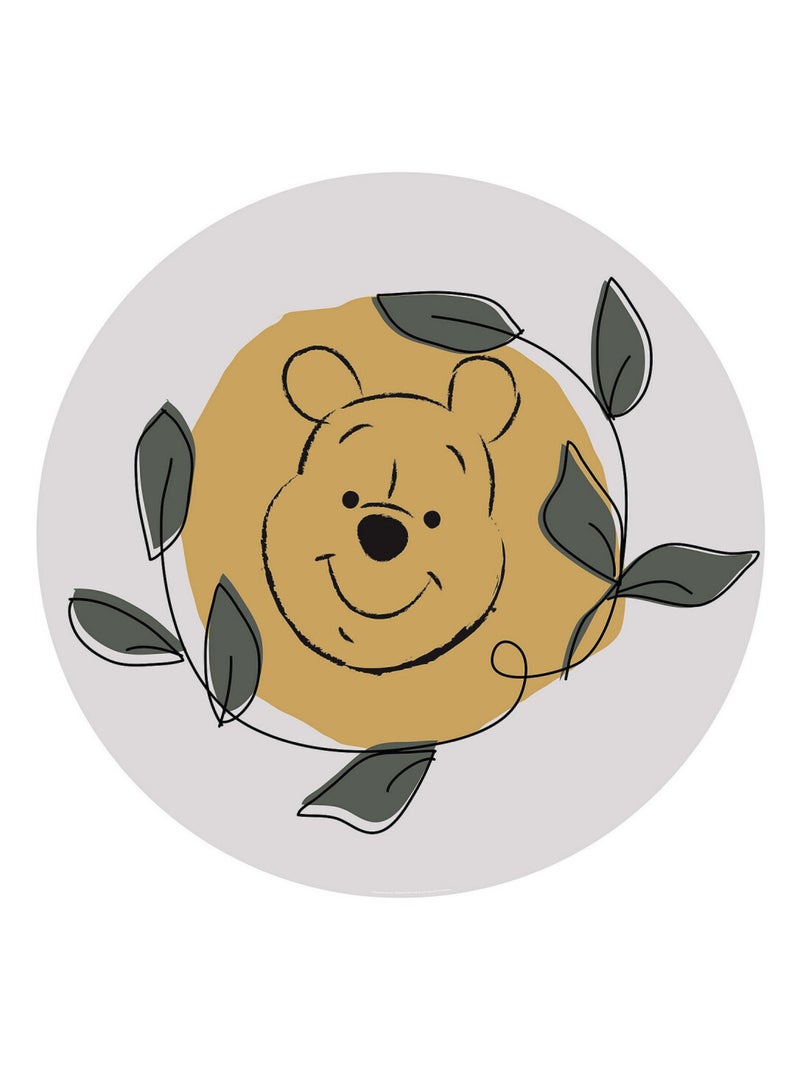 Photo Murale Ronde  Disney visage Winnie l’ourson et feuilles - 125 cm Multicolore - Kiabi