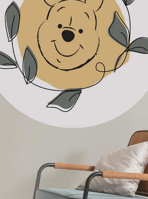 Photo Murale Ronde  Disney visage Winnie l’ourson et feuilles - 125 cm - Kiabi