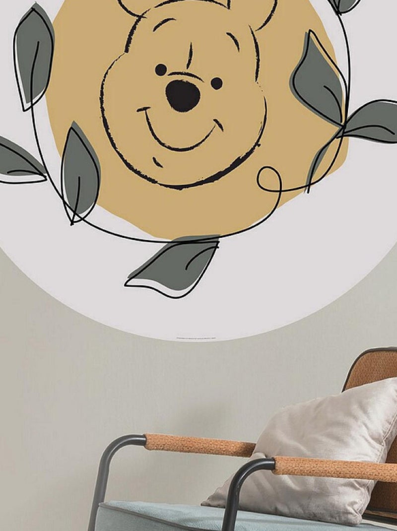 Photo Murale Ronde  Disney visage Winnie l’ourson et feuilles - 125 cm Multicolore - Kiabi