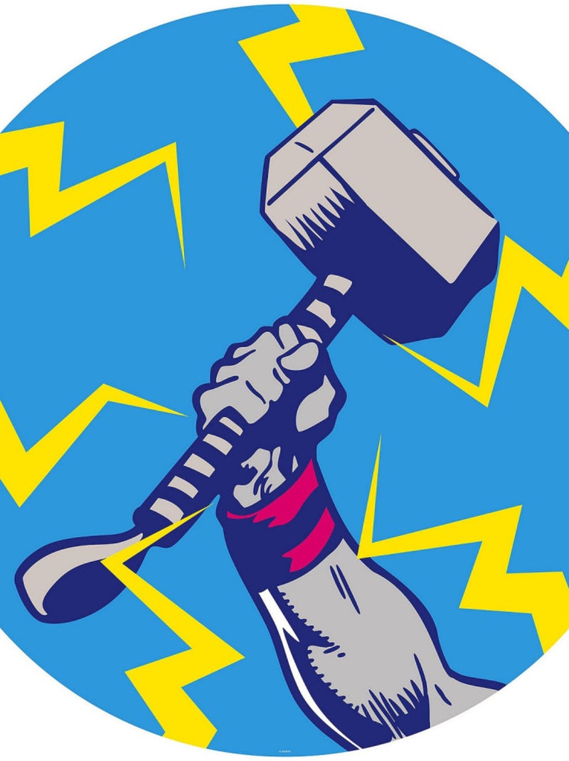 Photo Murale Ronde  Marvel Avengers Marteau de Thor Pop Art - 125 cm Multicolore - Kiabi