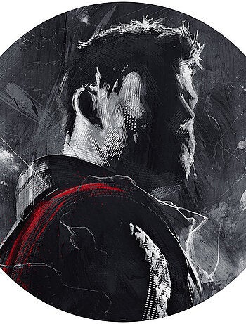 Photo Murale Ronde Marvel Avengers Thor peinture Chris Hemsworth - 125 cm