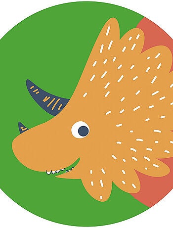 Photo Murale Ronde Petit Dinosaure Tricératop - 125 cm