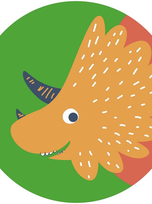 Photo Murale Ronde  Petit Dinosaure Tricératop - 125 cm - Kiabi