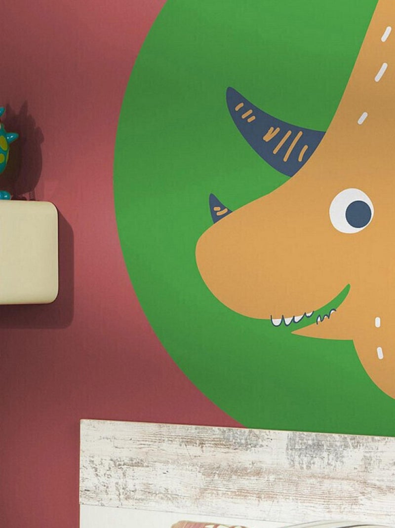 Photo Murale Ronde  Petit Dinosaure Tricératop - 125 cm Multicolore - Kiabi