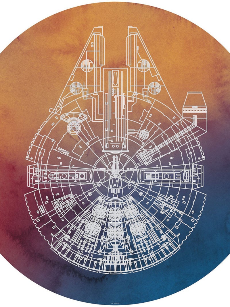 Photo Murale Ronde  Star Wars Millennium Falcon - 125 cm Multicolore - Kiabi