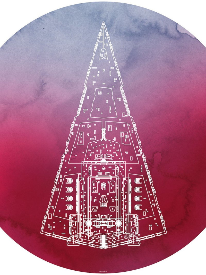 Photo Murale Ronde  Star Wars Star Destroyer - 125 cm Multicolore - Kiabi