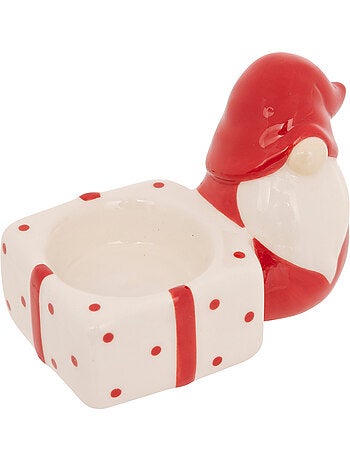 Photophone gnome avec cadeau céramique rouge et blanc