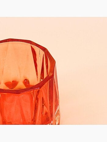 Photophore à facettes en verre 14x8cm