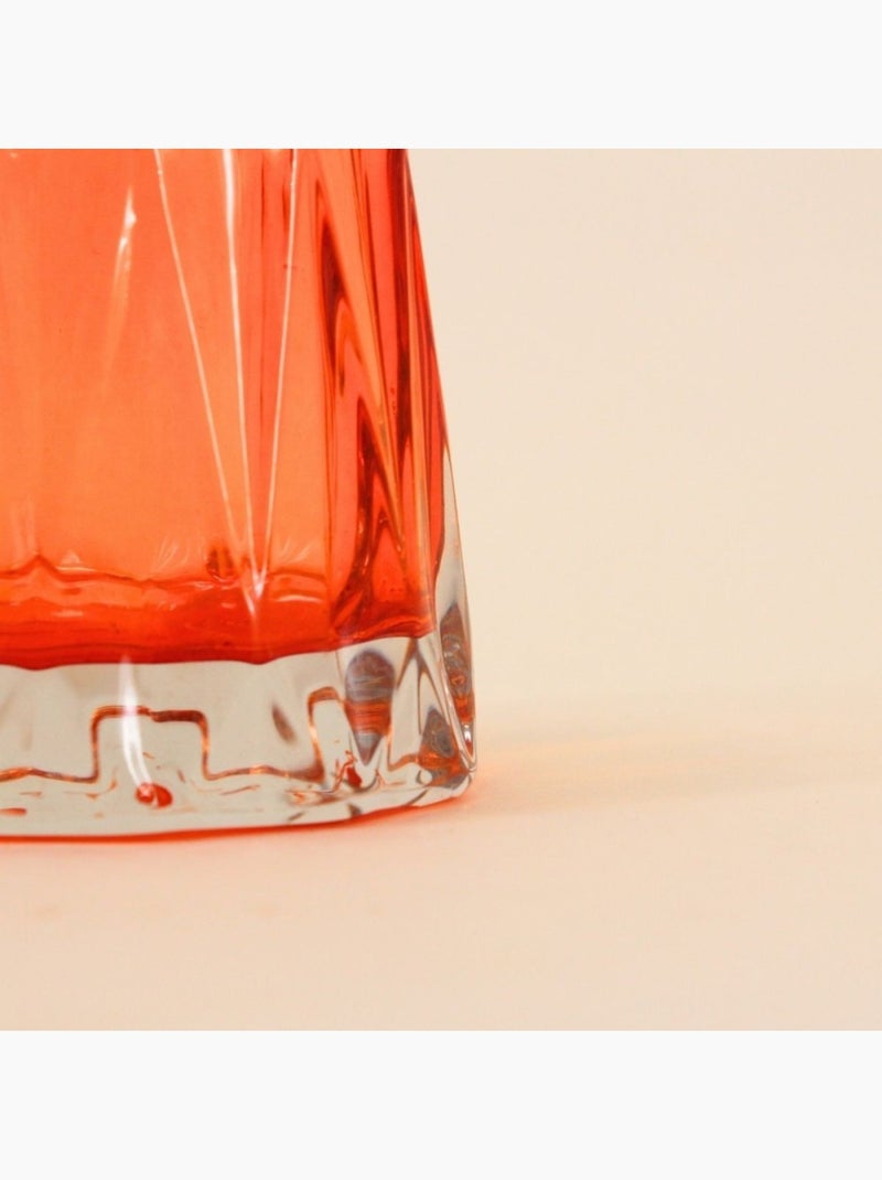 Photophore à facettes en verre 14x8cm Orange - Kiabi