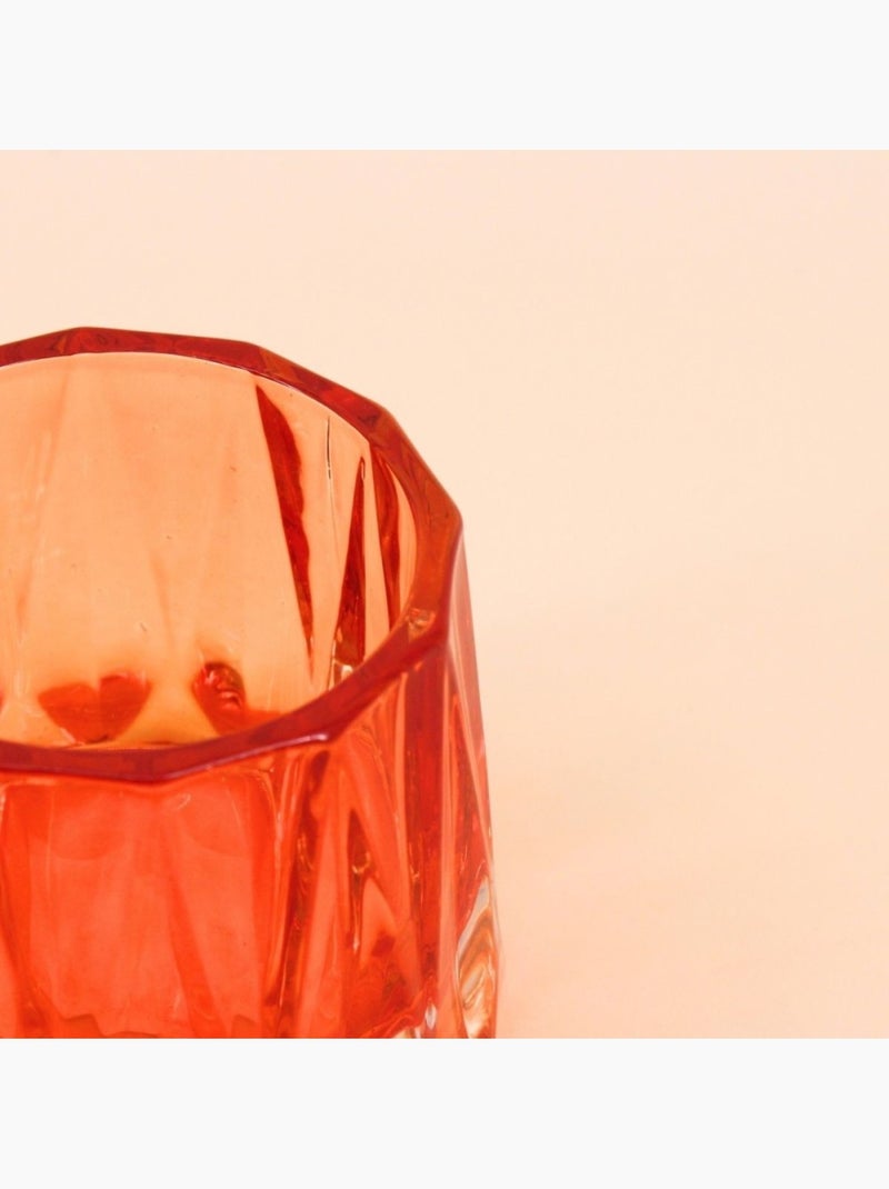 Photophore à facettes en verre 14x8cm Orange - Kiabi
