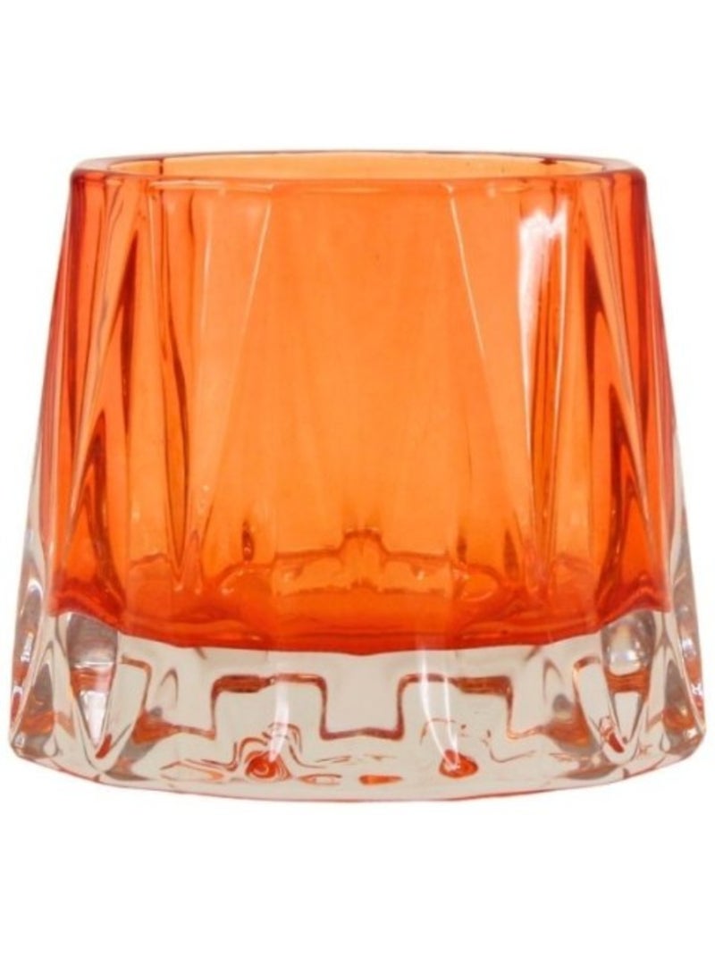 Photophore à facettes en verre 14x8cm Orange - Kiabi