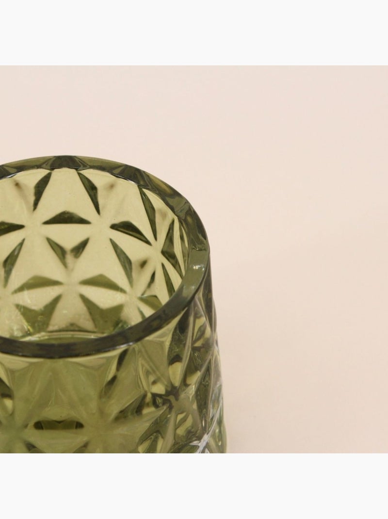 Photophore à facettes en verre 14x8cm Vert - Kiabi