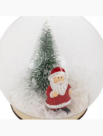 Photophore boule de Noël à neige Père Noël H15 cm verre